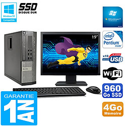 PC DELL 990 SFF Intel G840 Ram 4Go Disque 960Go SSD Graveur Wifi W7 Ecran 19" - Occasion