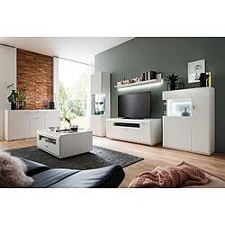 Avis Pegane Buffet en bois coloris blanc mat - L.90 x H.124 x P.38 cm