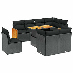 Maison Chic Ensemble Tables et chaises d'extérieur 9 pcs avec coussins,Salon de jardin noir résine tressée -GKD813180