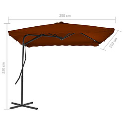 Helloshop26 Parasol d'extérieur avec mât en acier 250 x 250 x 230 cm orange foncé 02_0008209 pas cher