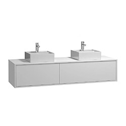 Vente-Unique Meuble de salle de bain suspendu blanc avec double vasque - L150 cm - ISAURE II