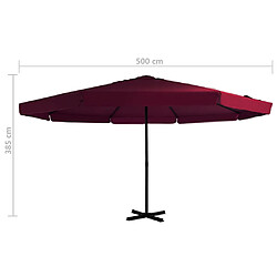 Helloshop26 Parasol de jardin avec mât en aluminium 500 cm bordeaux 02_0008107 pas cher