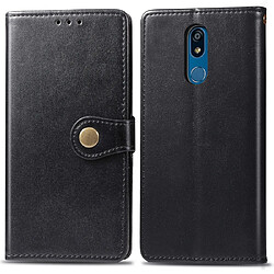 Wewoo Housse Coque Etui en cuir de couleur unie pour téléphone portable avec protection et lanièrecadre photo et fente carteporte-monnaie et support LG K40 noir