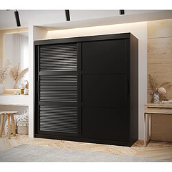 Abiks Meble Armoire Zaluzja 3 à Portes Coulissantes 200/180/62 2 Portes (noir)