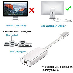 Wewoo Convertisseur USB-C / Type-C 3.1 Mâle à Mini DP Femelle HDLongueur 12cm Argent pas cher