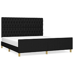 Maison Chic Lit adulte - Cadre Structure de lit avec tête de lit Contemporain Noir 180 x 200 cm Tissu -MN90862