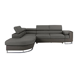 Vente-Unique Canapé d'angle gauche convertible en tissu et simili gris et anthracite MYSEN II pas cher