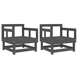 Maison Chic Lot de 2 Chaises de jardin,Fauteuil d'extérieur gris bois massif de pin -MN68519