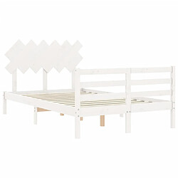 Maison Chic Lit adulte - Cadre Structure de lit avec tête de lit Contemporain blanc double bois massif -MN94398 pas cher