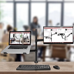 Duronic DM25L1X1 Support de Moniteur et Support d'Ordinateur Portable PC à Pince pour Bureau | Rotatif/Inclinable/Pivotable | Compatibilité Universelle avec Moniteur d'Ordinateur VESA 75/100