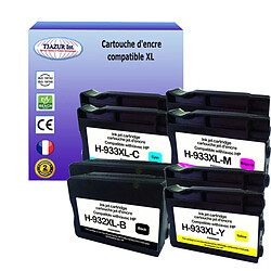 8 Cartouches compatibles avec HP OfficeJet 7110 Wide Format ePrinter remplace HP 932XL, HP 933XL (Noire+Couleur)- T3AZUR