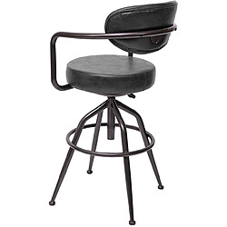 Decoshop26 1x tabouret de bar pivotant style industriel réglable en hauteur gris vintage avec dossier TDB04057