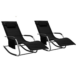 vidaXL Chaises longues 2 pcs Textilène Noir et gris