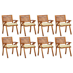 vidaXL Chaises de jardin avec coussins lot de 8 Bois d'acacia solide