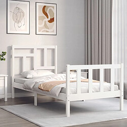 Avis Maison Chic Lit adulte - Cadre Structure de lit avec tête de lit Contemporain blanc 90x200 cm bois massif -MN61040