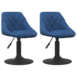 vidaXL Chaises pivotantes à manger lot de 2 bleu velours