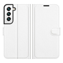 Etui en PU texture litchi, fermeture magnétique blanc pour votre Samsung Galaxy S22 Plus