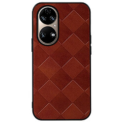 Coque en TPU + PU texture grille, antichoc rouge pour votre Huawei P50 Pro