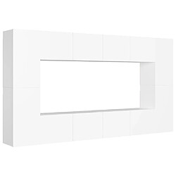 Maison Chic Ensemble de meubles TV 8 pcs | Banc TV Moderne pour salon | Meuble de Rangement - Blanc Aggloméré -MN49926