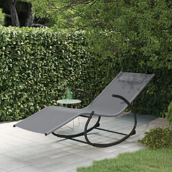 Maison Chic Chaise longue à bascule | Bain de soleil Relax | Transat gris acier et textilène -GKD17066