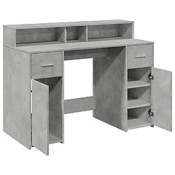 Helloshop26 Bureau table poste de travail meuble d'ordinateur informatique étude et lumières LED 120 x 55 x 91cm bois d'ingénierie gris 02_0023797 pas cher