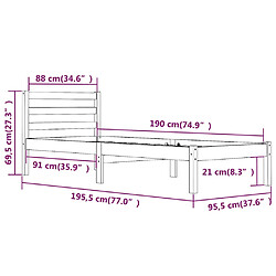 vidaXL Cadre de lit sans matelas 90x190 cm blanc pas cher