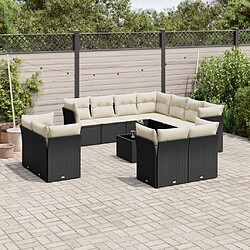 Maison Chic Salon de jardin 12 pcs avec coussins, Ensemble Tables et chaises d'extérieur noir résine tressée -GKD959038