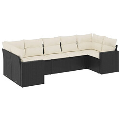 Maison Chic Salon de jardin 7 pcs avec coussins | Ensemble de Table et chaises | Mobilier d'Extérieur noir résine tressée -GKD14753