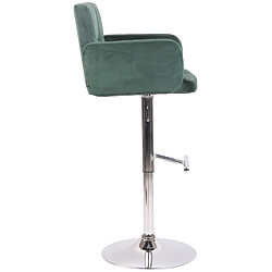 Decoshop26 Tabouret de bar pivotant en velours vert et métal chromé avec accoudoirs repose-pieds et dossier TDB10643