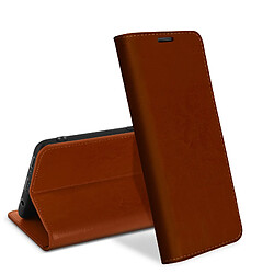 Avizar Étui Samsung Galaxy A41 Folio Cuir Véritable Porte-carte Support Vidéo Marron