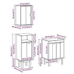 vidaXL Ensemble de meubles salle de bain 3 pcs OTTA bois de pin massif pas cher