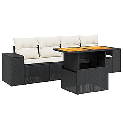 Maison Chic Ensemble de 5 Tables et chaises d'extérieur avec coussins,Salon de jardin noir résine tressée -GKD901771