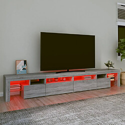 Maison Chic Meubles TV avec lumières LED - Banc TV pour salon Sonoma gris 260x36,5x40 cm -MN59284 pas cher