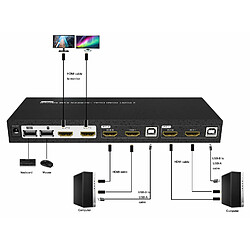 Kalea-Informatique KVM Switch Automatique Souris Clavier Ecran 2 PC HDMI 2.0 60Hz Affichage étendu 2 écrans