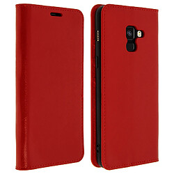 Avizar Etui Galaxy A8 Housse Cuir Clapet Portefeuille Fonction Support Rouge