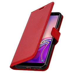 Avizar Housse Samsung Galaxy J6 Plus Étui Portefeuille Rangements Cartes Support Rouge