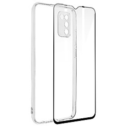 Avizar Coque Samsung Galaxy A02s Silicone Souple Verre Trempé Transparent Noir