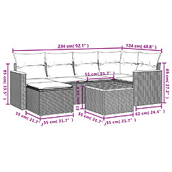 Avis Maison Chic Salon de jardin avec coussins 7 pcs | Ensemble de Table et chaises | Mobilier d'Extérieur gris résine tressée -GKD44812