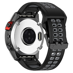 Bracelet en silicone 26mm, bicolore, fermeture rapide avec boucle à double trou pour votre Garmin Enduro/Fenix 7X/7X Solar/COROS VERTIX 2 - noir/gris