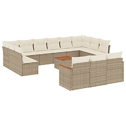 Maison Chic Salon de jardin avec coussins 14 pcs | Ensemble de Table et chaises | Mobilier d'Extérieur beige résine tressée -GKD69523