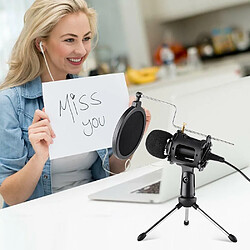 Justgreenbox Kit de microphone vidéo avec mini trépied antichoc filtre anti-pop pare-brise câble adaptateur USB prise TRS 3,5 mm, Option a