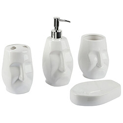 Beliani Lot de 4 accessoires de salle de bain en céramique blanche BARINAS