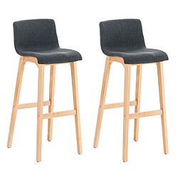 Decoshop26 Lot de 2 tabourets de bar design avec structure de 4 pieds en bois et assise en tissu gris foncé 10_0004212