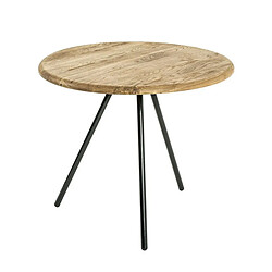 Pegane Table d'appoint coloris chêne- noir en acier - H 43 x Ø 50 cm