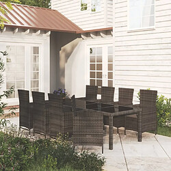 Maison Chic Mobilier à dîner 9 pcs de jardin avec coussins - Ensemble table et chaises d'extérieur - Salon/Mobilier de jardin classique Résine tressée Noir -MN85246