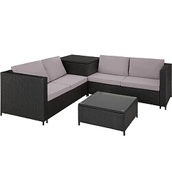 Tectake Canapé de jardin SIENNE 4 places avec coffre de rangement - noir/gris