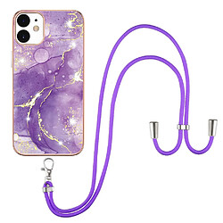 Coque en TPU antichoc, IML IMD, marbre électroplaqué Violet 002 pour votre iPhone 12/12 Pro 6.1 pouces