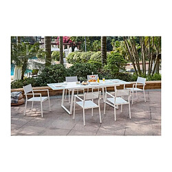 Ensemble repas de jardin - table extensible 160-240 cm et 6 fauteuils - Structure aluminium - Blanc