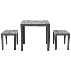 vidaXL Table de jardin avec 2 bancs Plastique Marron