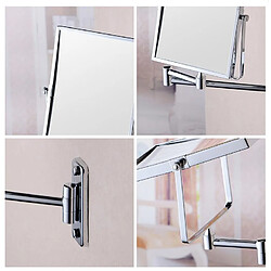 Universal Montage mural salle de bains miroir pliant espace aluminium miroir rétractable double face 3x loupe miroir de rasage | miroir de bain(Argent) pas cher